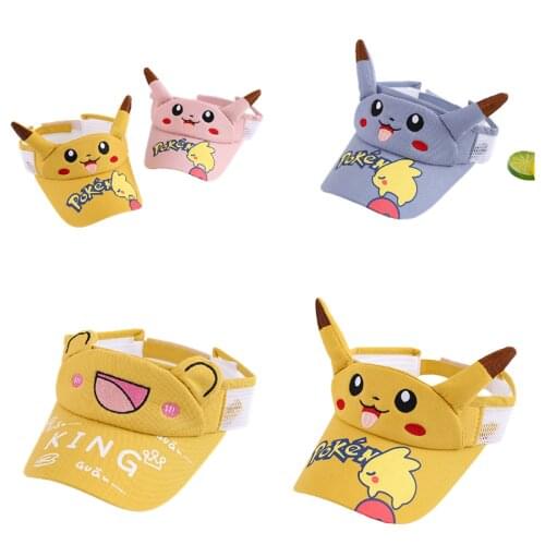 Pokemon Pikachu 2021 Summer Cartoon Anime Summer Hat Beach Travel Shade Girl Cute Baby Hat Childrens Party Birthday Gift