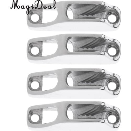 MagiDeal 4 Pieces 1/8 inch to 1/4 inch Rope Clam Fairlead Cleat for Sailing Boat Ship Stainless Steel