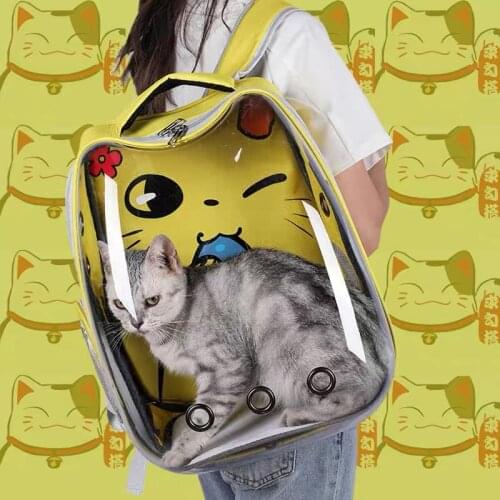Cute Fashion Cat Carrier Bag Breathable Transparent Small Pet Carrier Dog Cat Backpack Outdoor Travel Pet Carrying Space Capsule