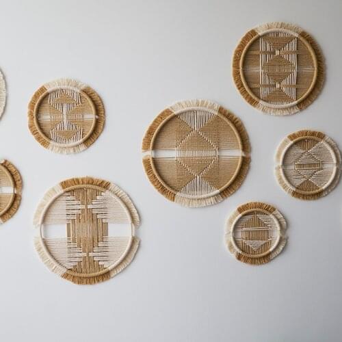 Boho Decor Macrame Wall Hanging Cotton Woven Creative Round Tapestry Mandala Restaurant Headboard Combination Wall Tapestry