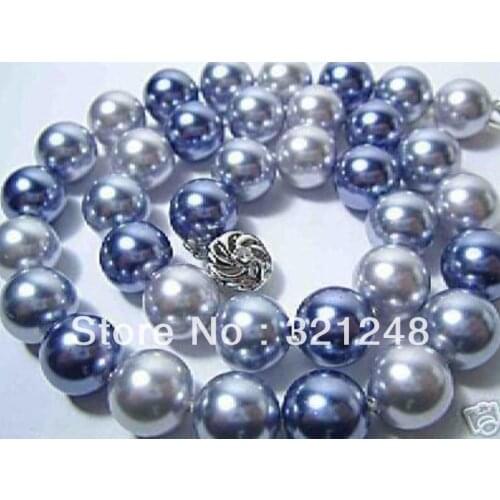 Genuine 12mm multicolor shell simulated-pearl round beads necklace new fashion clothes elegant women jewelry 18inch GE4588