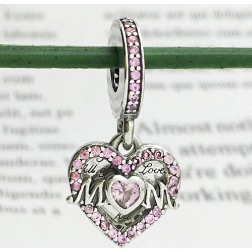 Original Pink Heart & Mum All Of Me Loves All Of You Pendant Beads Fit 925 Sterling Silver Charm Europe Bracelet Diy Jewelry