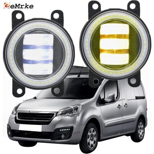 2X Led Angel Eye DRL for Peugeot Partner Tepee Box S2 Facelift 2nd 2015 2016 2017 LED Fog Lights Lamp Lens Daytime Running Light