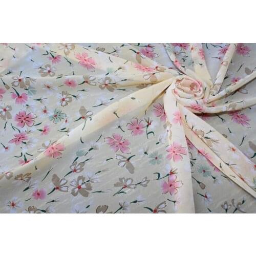 145cm width 75D printed chiffon fabric small flower pink CH4631