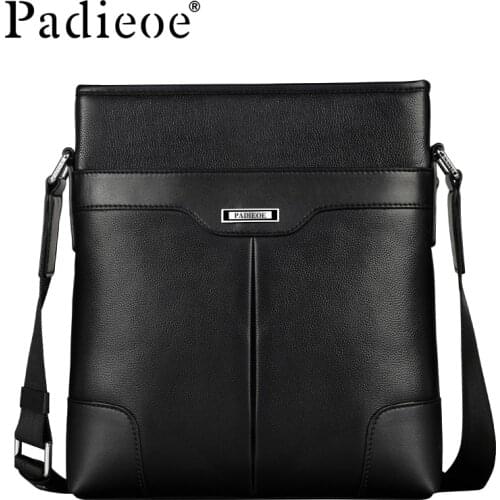 Padieoe Fashion Vintage Leather Messenger Bag Genuine Real Cow Leather Mens Handbags High Quality Man Shoulder Bag Three Colors