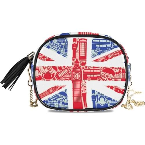 Crossbody Bags for Women 2020 British flag print Bags Fashion Women Korean Style Shoulder Bag Messenger PU Waterproof Beach Bag