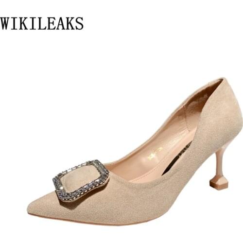 Woman Pumps Shoes for Women 2021 High Heels Party Shoes for Women Crystal Slip on Shoes for Women Black Heels Zapatos De Mujer