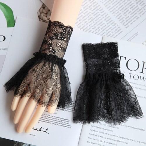 Women Sexy Eyelash Lace Flower Hollow Cuff Decoration Gloves Elegant Temperament Japanese Style Cute Lovely Embellishment