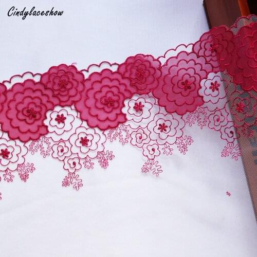 1 Meter 17 cm Width Multi Flower Lace Fabric Embroidery Lace Trim Handmade Tulle Dress Sewing Bra Lingerie Decorations DIY Craft