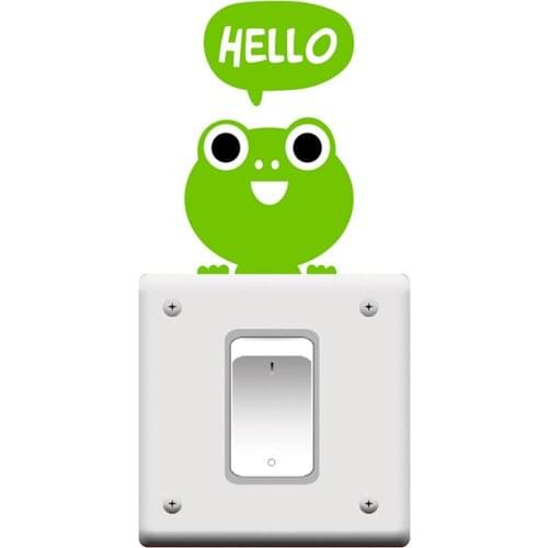 1* Cartoon Frog Wall Stickers Wallpaper Removable Green Frog Switch Stickers For Kids Room