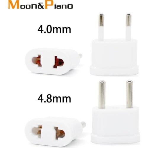 US To EU Plug 4.0 4.8mm Converter Wall Charger Changeover Adaptor Plug 1pc White Travel Power Conversion Plug Adapter Europe
