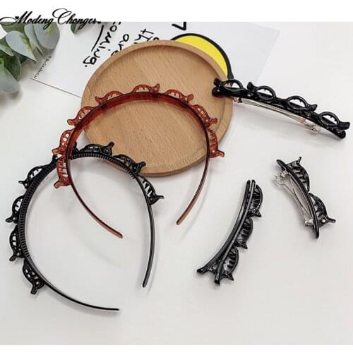 1PC Fashion Hollow Shape Hairpin Gather Volume Headband Braided Hair clip Hair Accessories for Women Crystal Headbands Headwear