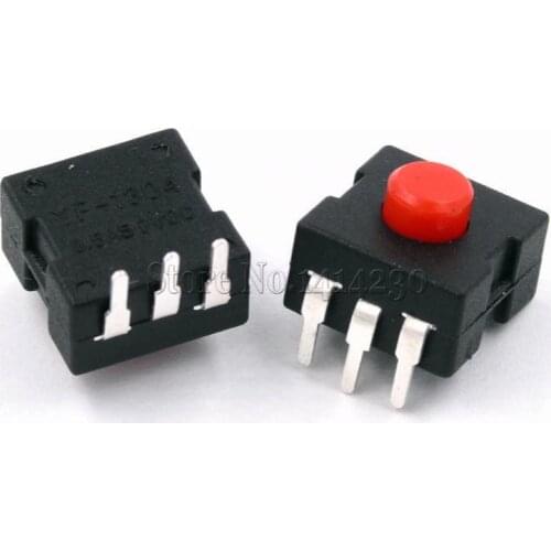 10Pcs 1212-223DB 12*12mm Bending Foot 3pins Red Button LED Flashlight Switch ON-OFF-ON-OFF