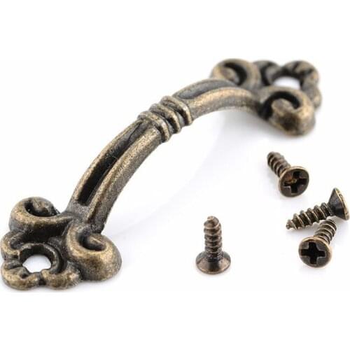 10pcs Handles Knobs Pendants Flowers For Drawer Wooden Jewelry Box Furniture Hardware Bronze Tone Handle Cabinet Pulls