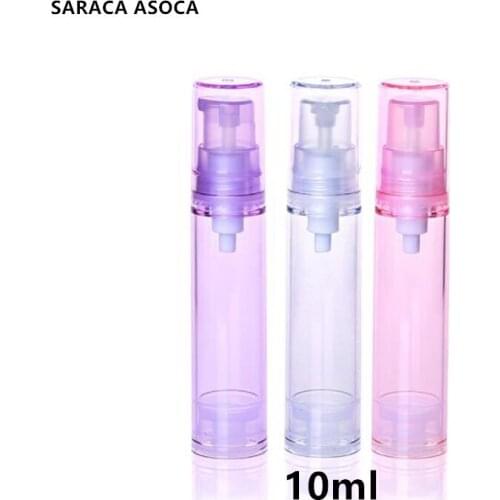 100pcs/lot 10ml Empty Vacuum Plastic Spray Bottles Emulsion Essence Bottle Cosmetic packaging bottling