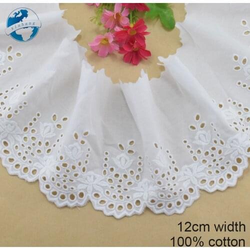 12cm wide 100% Cotton embroidery lace sewing ribbon guipure trim wedding decoration DIY colthes Accessories swiss lace #4195