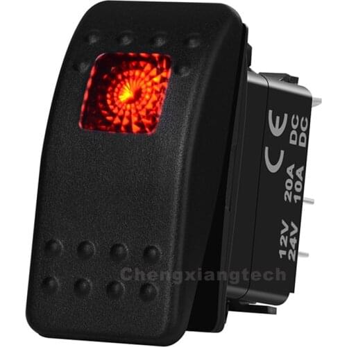 Red LED 12v/24v Marine Grade Boat Car RV 3 Pins Momentary Rocker Toggle Switch (On) Off , Waterproof IP66, ARB Carling style