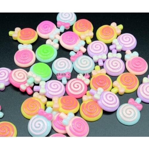 200pcs medium 27mm Polka Dot Lollipop cute fairy kawaii cute pastel mix color swirl lolly candy dessert sweets bow