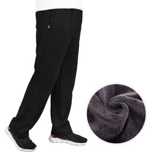 2020 New Mens Warm Casual Pants Loose Version Fitness Plus velvet thicken Trousers Winter Workout Pants Solid Fleece Sweatpants