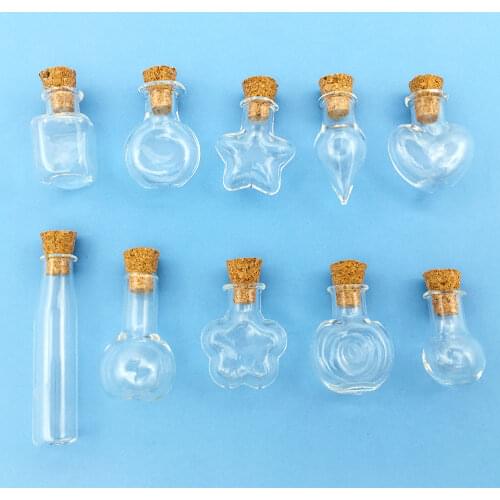 3pcs Empty Clear Glass Bottles Jars Vial With Cork Stopper For DIY Wish Message Sample Perfume Container Nail Art Bead Reagent