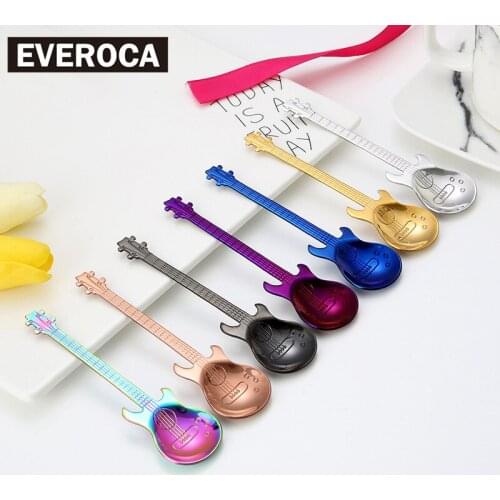 304 Stainless Steel Creative Guitar Coffee Spoon Music Bar Supplies Stirring Spoon Coffee Spoon Dessert Spoon Spoon