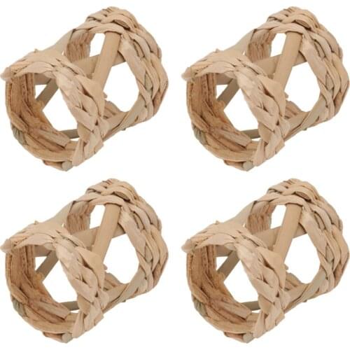 4pcs Natural Woven Napkin Holding Rings Decorative Weaving Craft Napkin Buckles
