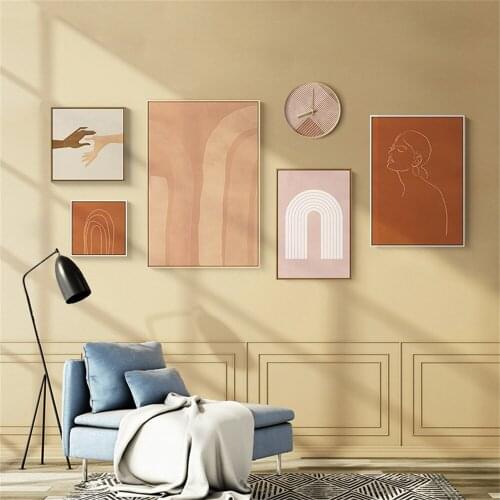 Abstract Women Figure Line Drawing Wall Art Poster Geometry Arch Pattern Art Print Hand In Hand Canvas Painting Boho Home Decor