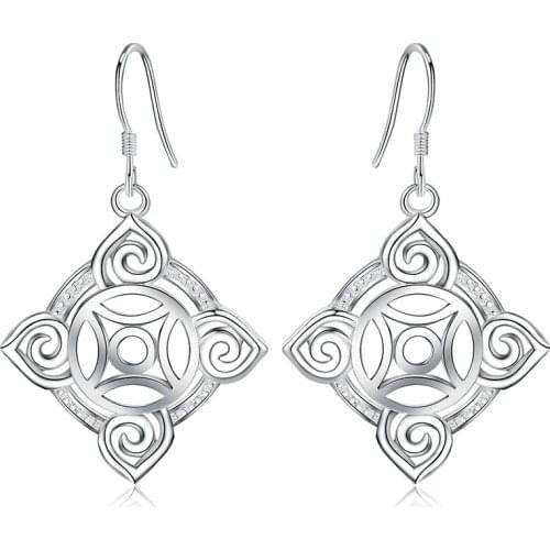 Free shipping silver beautiful simple and exquisite geometric pattern earrings party earrings 2021 trend classic jewelry