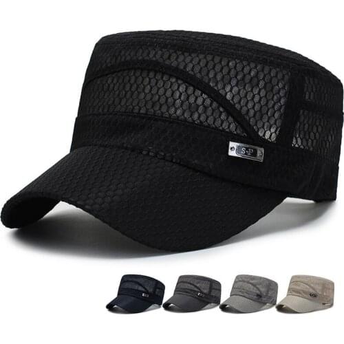 Summer New Style Flat Mens Baseball Cap Casual Breathable Military Cap Sunshade Mesh Cap Outdoor Hat