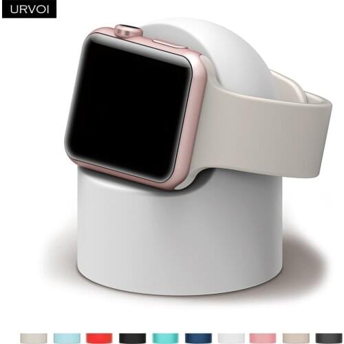 URVOI holder for apple watch series 6 SE 5 4 3 21 stand watchOS Nightstand keeper silicone home charging dock for iWatch modern