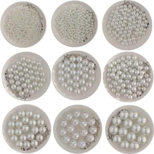 DIY white non-porous imitation pearl jewelry clothing accessories decoration handmade materials ABS round loose beads 4-20mm