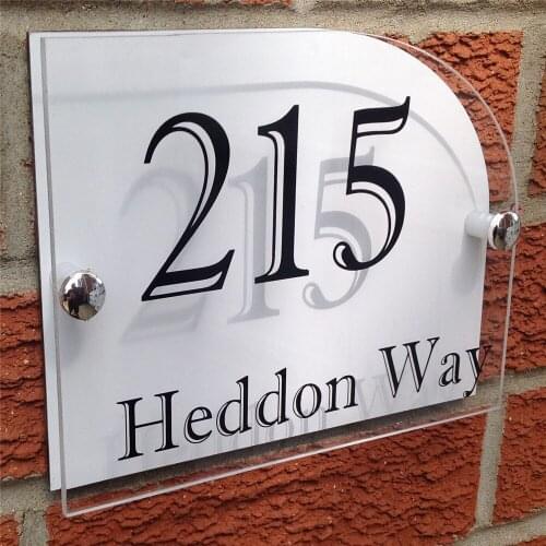 DIY House Number MODERN HOUSE SIGN / PLAQUE QUALITY ACRYLIC ALUMINIUM BACKPLATE SHAPED A2