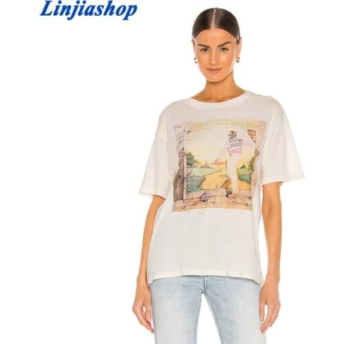 Elton John Goodbye Yellow Brick Road White Tees For Women Loose Summer Oversized Tshirts Ladies Chic Femme Vestidos