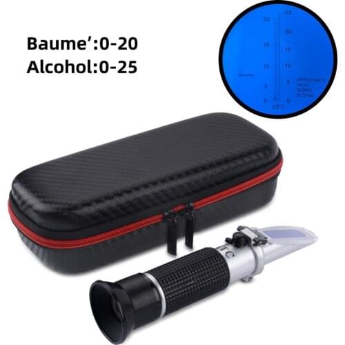 Hot New Shockproof Packaging Portable 2 In 1 Hand Held Grape & Alcohol Wine Refractometer ( 0-25% Alcohol, 0-22Baume)