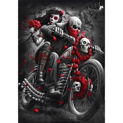 Painting By Number 40X50 50x65CM Dark Couple Skeleton Figure Wall Art Gift DIY Pictures By Numbers Canvas Kits Home Decoration