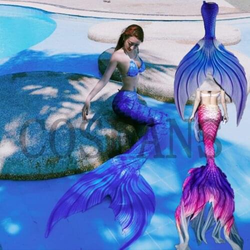 Adult Kids Customize Swimable Mermaid Tails with Monofin for Swimming Bathing Suit 3 Piece Bikinis women men Set Mermaid Cosplay