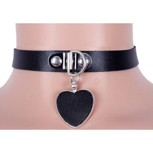 Leather Heart Choker Female Collar For Women Goth Punk Harajuku Necklace Sexy Festival Gothic Girls Loli Accessories
