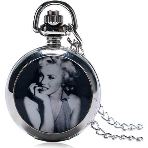 Marilyn Monroe Design Quartz Pocket Watch With Sweater Necklace Chain Clock Drop Shipping Best Gift To Women Ladies Girls