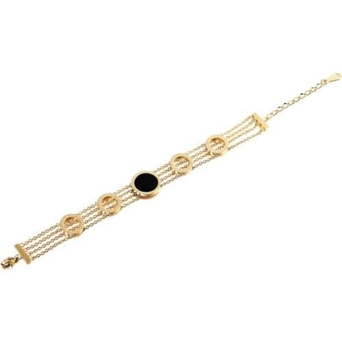 Fashion Jewelry 5 Roman Numerals Circle And 4 Layer Chain Woman Bracelets & Bangles Stainless Steel Top Quality Femme Pulseiras