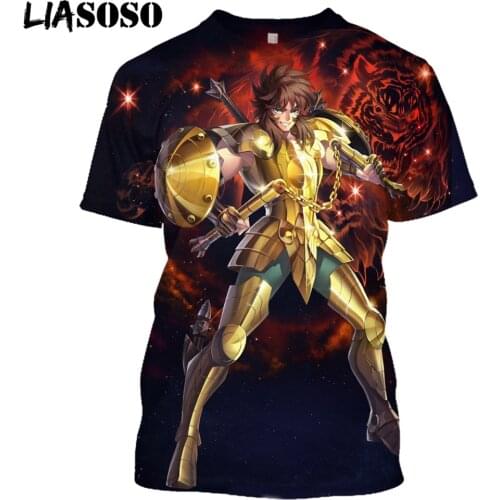 LIASOSO Anime Saint Seiya T-shirt Harajuku 3D Print Short-Sleeved Mens Womens Streetwear Clothing 12 Constellation T-shirt Top