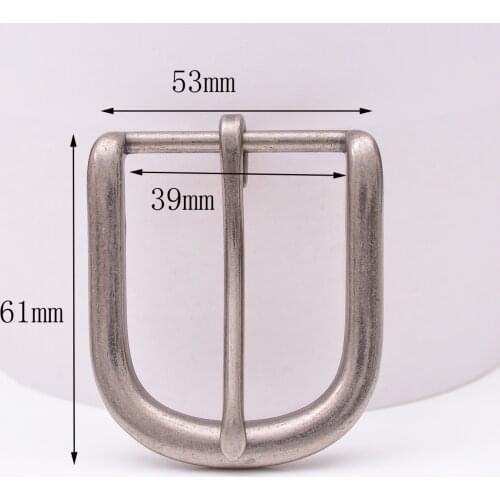 Solid Antique Silver Prong Pin Buckle Men Leather Belt Replacement Buckle 61*53MM (INNER 39 MM)