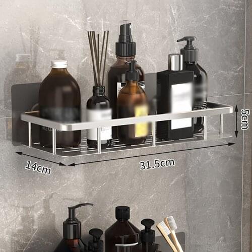 Punch-free Wall Bathroom Shelves Aluminum Corner Shelf Waterproof Shower Storage Holder Toilet Organizer Bathroom Holders