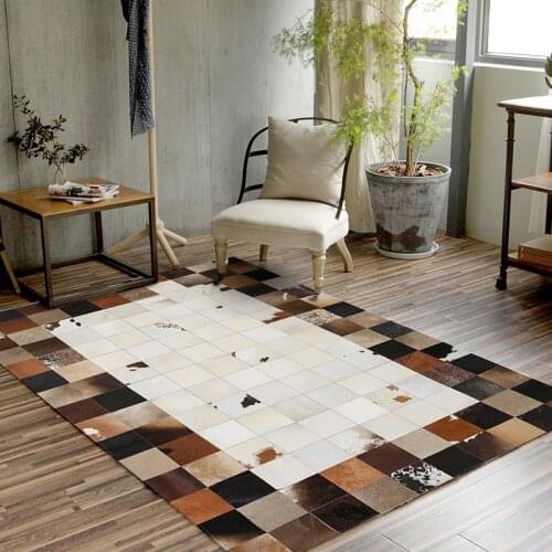 Newest Genuine Luxury Natural Patchwork Cowhide Rug Big Size Cowskin Fur Carpet For Living Room Decoration