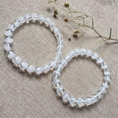 New Arrival 8mm Natural White Phantom Quartz Crystal Round Bead Natural Phantom Quartz Bracelet Drop Shipping