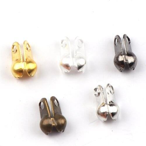 2.4mm Crimp Beads Buckles Cove Clasps Cord End Caps String Foldover DIY Necklace Connectors Jewelry Findings