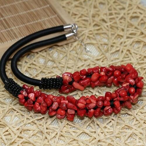 Charming red coral 9x11mm Irregular gravel beads diy necklace&earing 18" B520