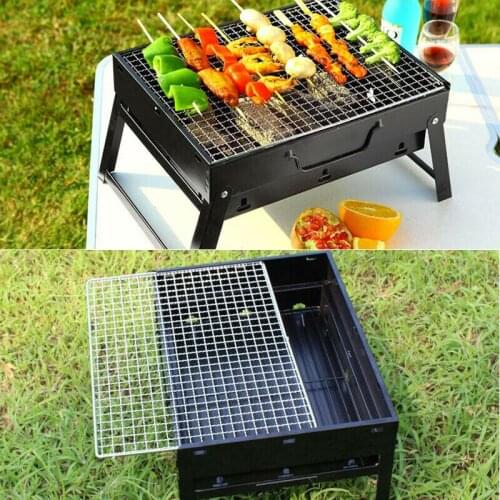 Outsoor portable Folding Grills Stainless steel Small Barbecue Stove Charcoal BBQ Grill Patio Camping Picnic Burner Foldable