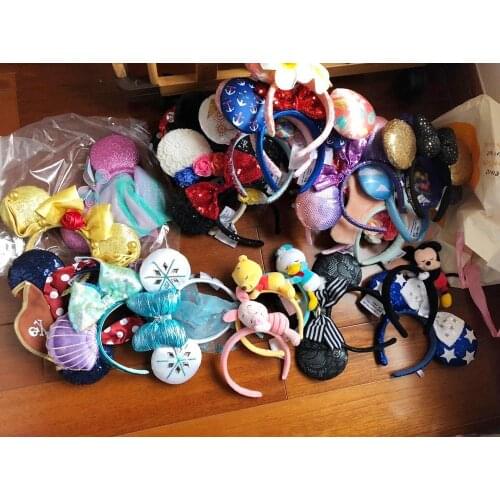 Disney Headband Cartoon Mickey Minnie Mouse Ear Disneyland Bow Hairband For Baby Girl Headbands Hawaii Headwear Hair Accessories