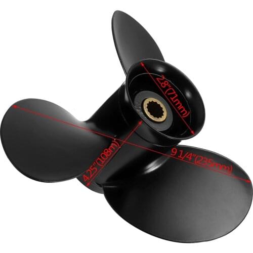 For Tohatsu-Mercury Outboard 9.9-18HP 3BAB645180/362B641010 48-897750A11 Aluminum Propeller 9 1/4 x 9 14 Spline Tooth 3 Blades