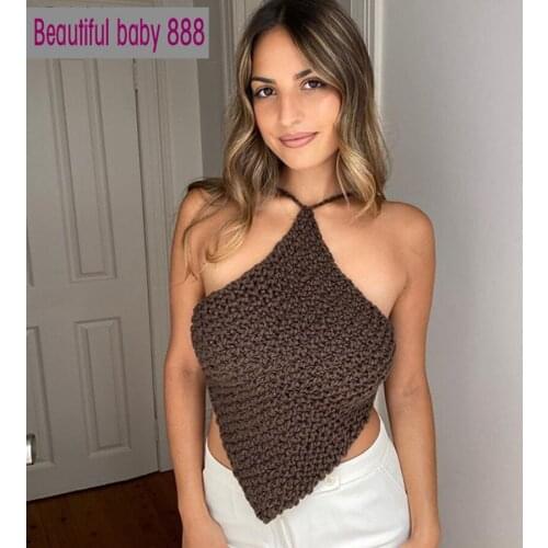 Meqeiss Sexy Club Chic Tailoring Backless Hang Neck Weave Crop Top Street Vogue Gothic Tank Top Activity Female Casual Camisole